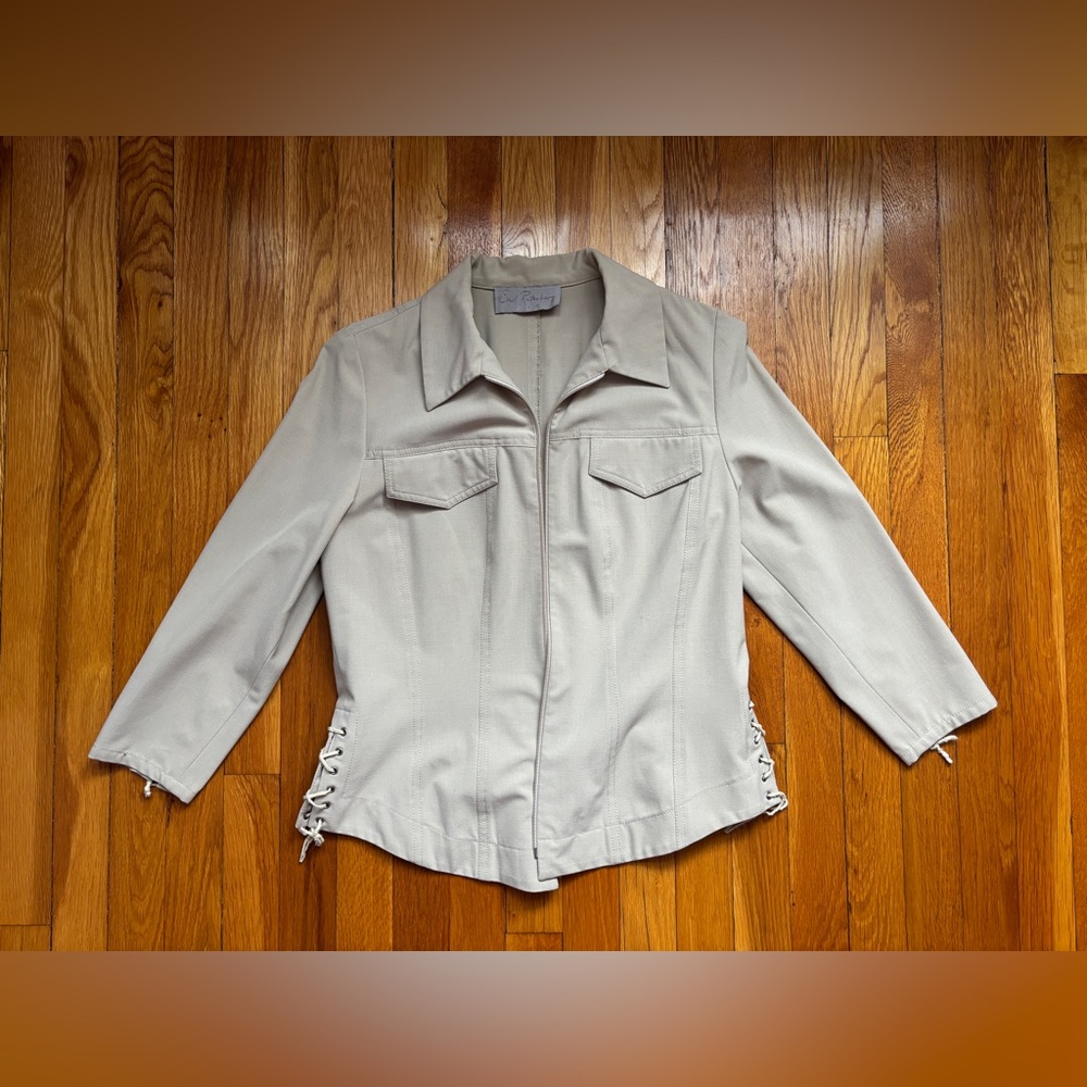 Vintage Beige Jacket with Lace-Up Sides